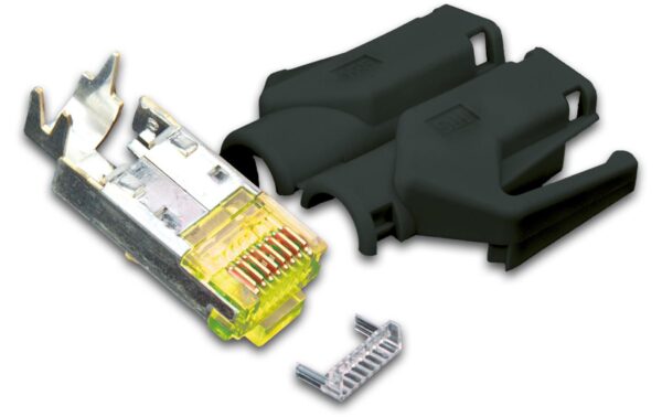 Hirose Stecker TM31, 50er, KAT6A (ISO/IEC) inkl. Knickschutztülle, schwarz