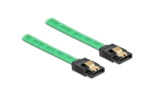 Delock SATA Kabel: 30cm Leuchteffekt grün 6 Gbps, UV Leuchteffekt grün