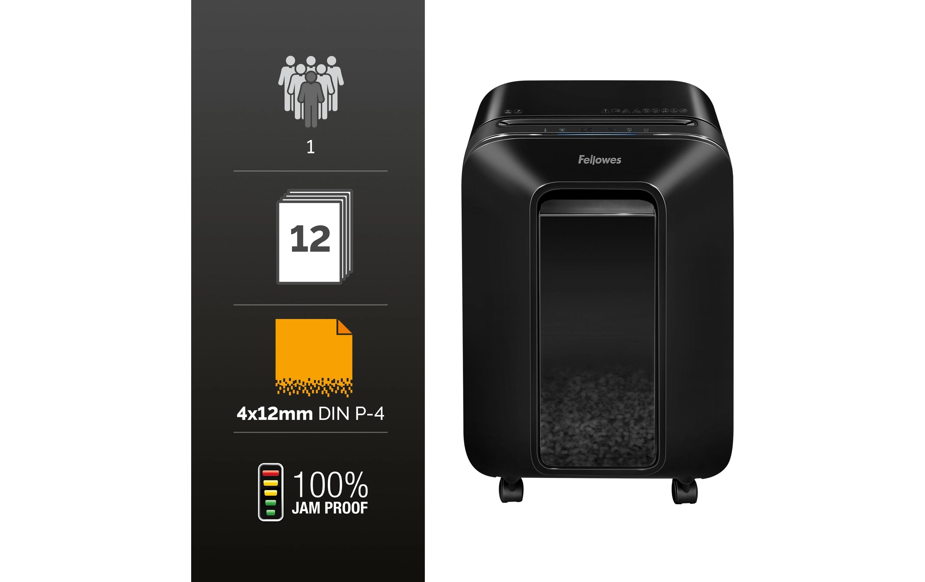 1133352_6 - Mediatech Fellowes Aktenvernichter LX200 schwarz 12 Blatt, 22 Liter, Microschnitt