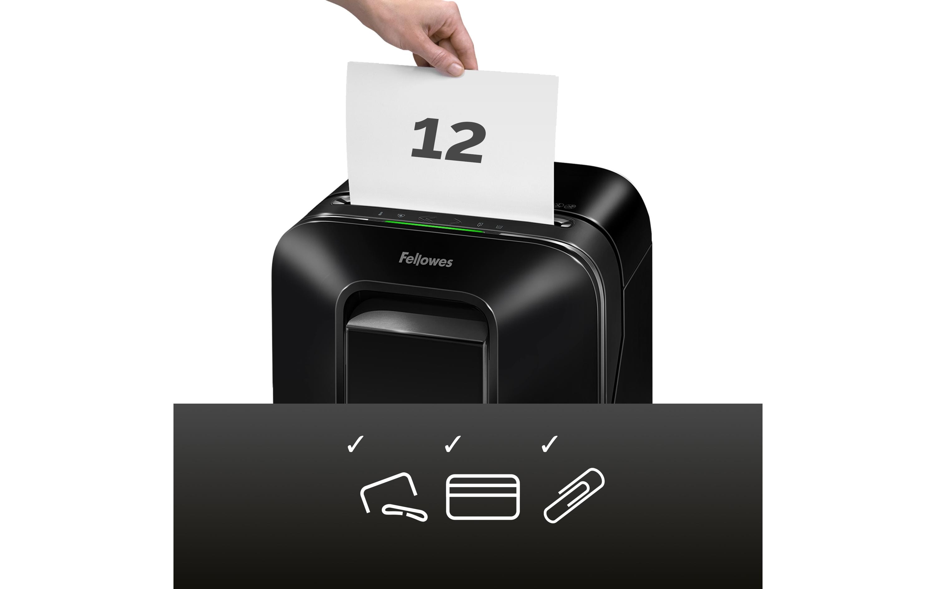 1133352_7 - Mediatech Fellowes Aktenvernichter LX200 schwarz 12 Blatt, 22 Liter, Microschnitt