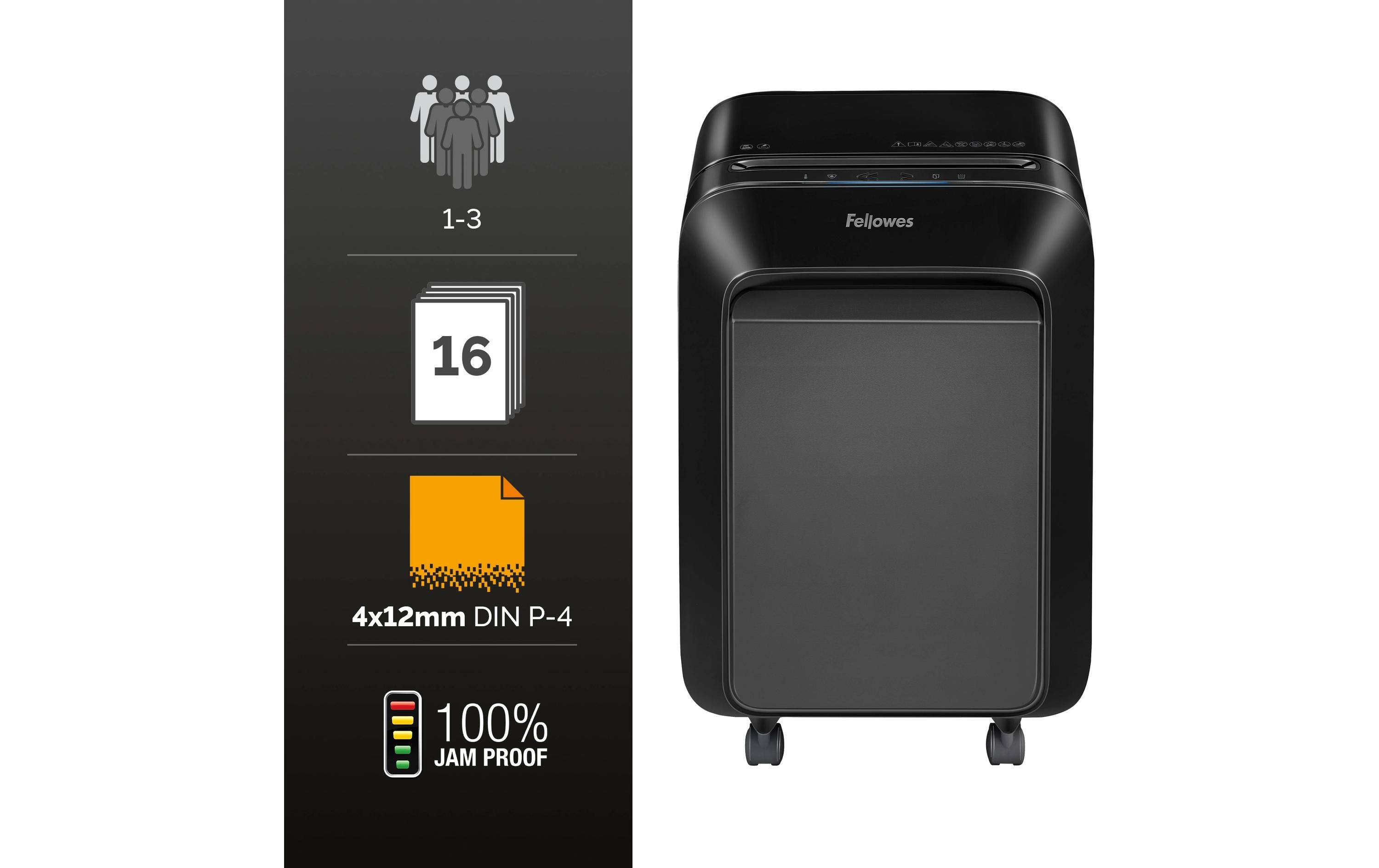 1133353_6 - Mediatech Fellowes Aktenvernichter LX210 schwarz 16 Blatt, 23 Liter, Microschnitt