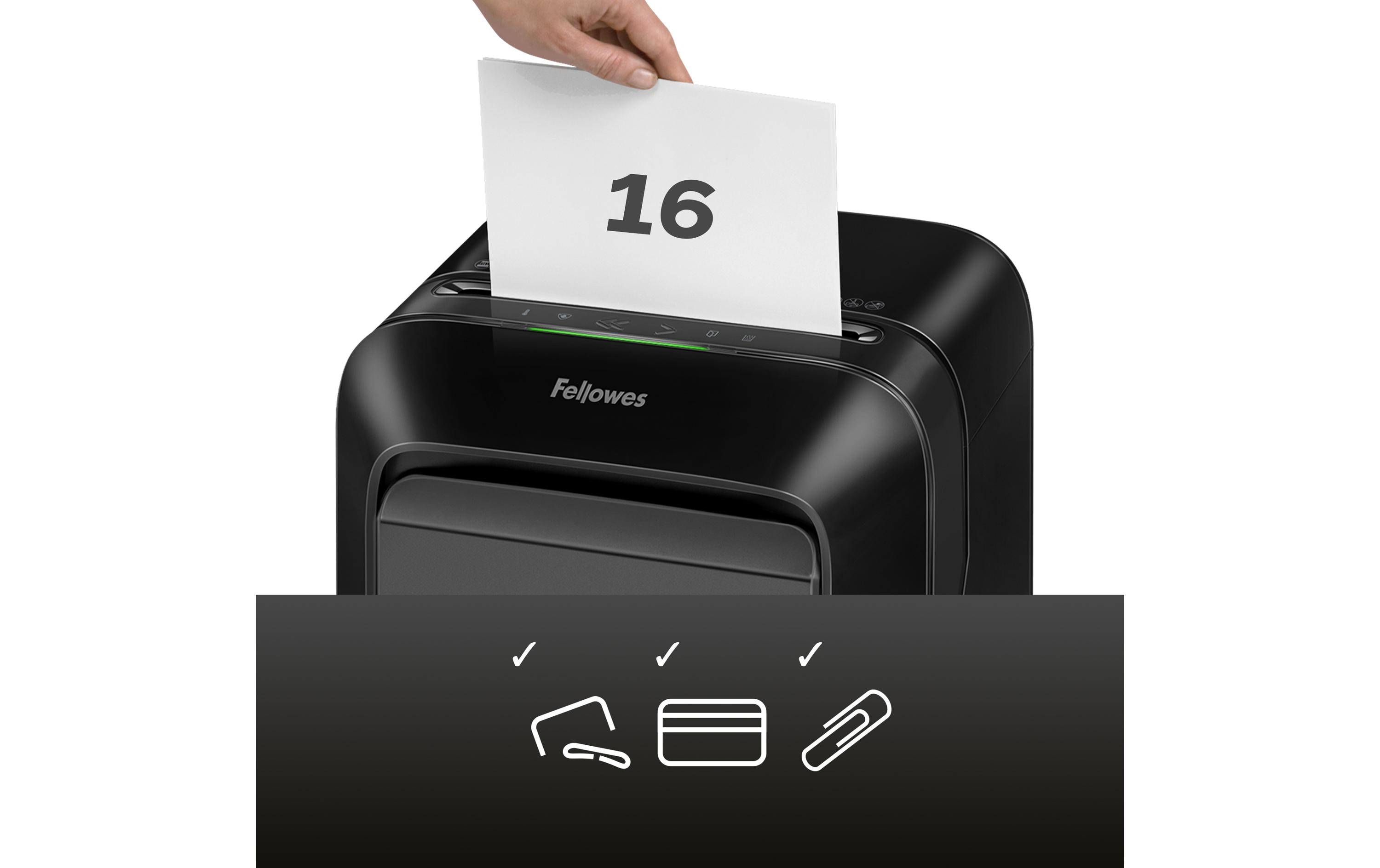 1133353_7 - Mediatech Fellowes Aktenvernichter LX210 schwarz 16 Blatt, 23 Liter, Microschnitt