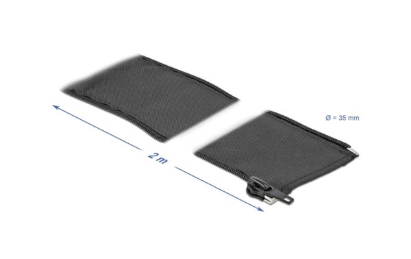 1133387_1 - Mediatech Delock Gewebekabelschlauch, 2mx35mm Reissverschluss, hitzebeständig, Schwarz
