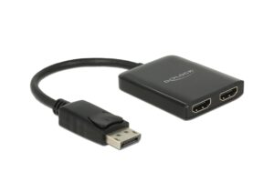 Delock DP 1.4 Splitter, 1x DP zu 2xHDMI, MST 4K bis 30Hz, schwarz, DP Alternate Mode