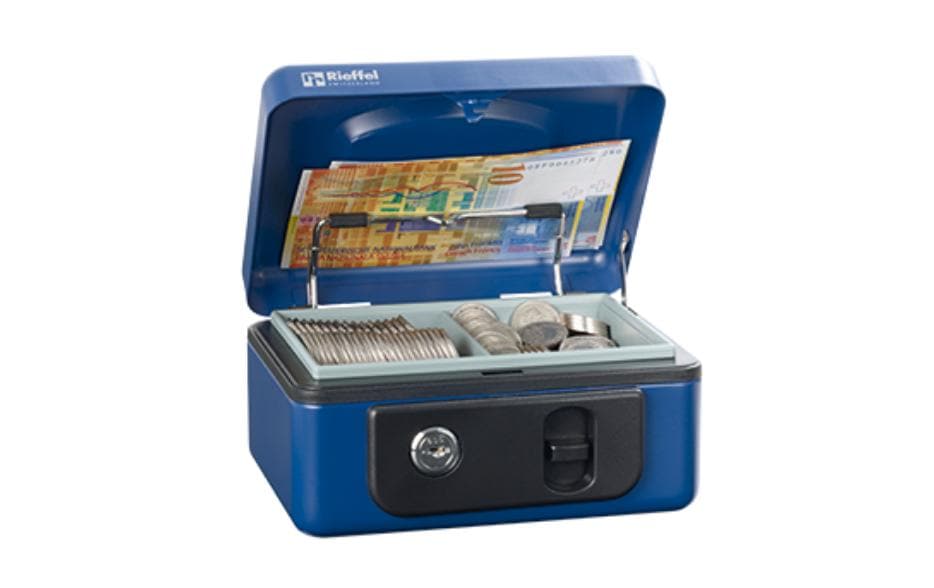 Rieffel Geldkasette mit Münzfach 16.5x12.5x8.6 cm, blau kaufen Schweiz | Mediatech.ch