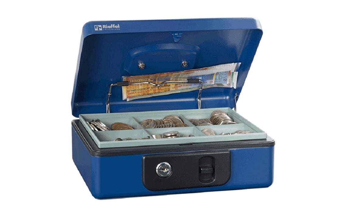 Rieffel Geldkasette mit Münzfach 23x18.5x8.6 cm, blau kaufen Schweiz | Mediatech.ch