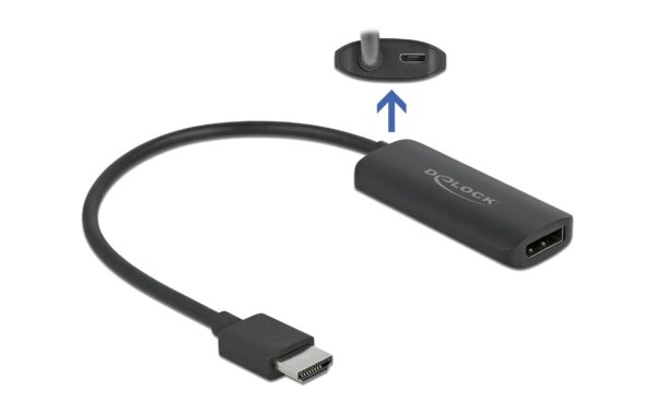 Delock Monitorkonverter HDMI zu DP, HDR HDMI-Stecker - DP-Buchse, 4K/60Hz,USB-Strom