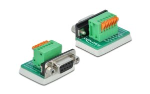 Delock Terminalblock RS232 DB9 Buchse Vertikal, mit Drucktaster kaufen Schweiz | Mediatech.ch