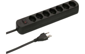 Max Hauri Steckdosenleiste Basic-Line 7xT13, schwarz, mit Reset-Schalter