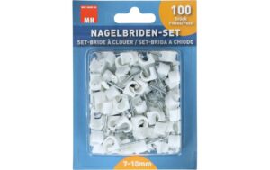 1154764 - Mediatech Max Hauri Nagelbride für Flachkabel 7-10mm, weiss 100er-Set kaufen | Mediatech.ch