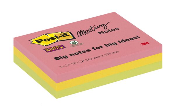 3M Post-it Super Sticky Big Notes 203 mm x 153 mm, 3 Blöcke à 70 Blatt