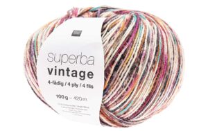 RICO  Sockenwolle Soft Vintage 4-fädig multicolor,100 g, 420 m, 75 % WV, 25 % PA