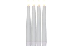Star Trading LED Dinner Kerze 4P Flamme Indoor, Weiss, 20cm, Timerfunktion, 0.03W