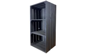 Holz Zollhaus Vintage Regalkiste schwarz 75x40x30cm, Kiefer FSC 100%
