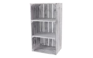 Holz Zollhaus Vintage Regalkiste Shabby Weiss, 75x40x30cm, Kiefer FSC 100%