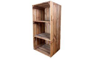 Holz Zollhaus Vintage Regalkiste Shabby Hellbraun, 75x40x30cm, Kiefer FSC 100%