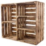 Holz Zollhaus Vintage Holzregal geflammt 3 Trennbretter,77x68x33cm, Kiefer, FSC100%