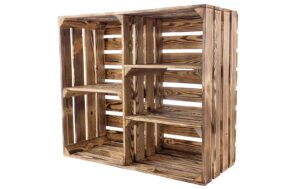 Holz Zollhaus Vintage Holzregal geflammt 3 Trennbretter,77x68x33cm, Kiefer, FSC100%