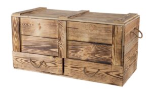 Holz Zollhaus Vintage Holztruhe, 2Schubladen geflammt, Kiefer, 40x85x38.5 cm, FSC 100%