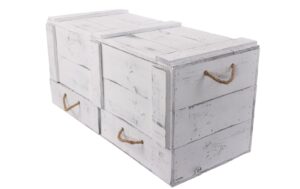 Holz Zollhaus Vintage Holztruhe,2Schubladen Shabby Weiss, Kiefer,40x85x38.5cm, FSC 100%
