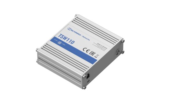 Teltonika TSW110 Industrie Switch 5x GE, 4Pin DC 9 - 30 VDC, DIN&Wand Montage
