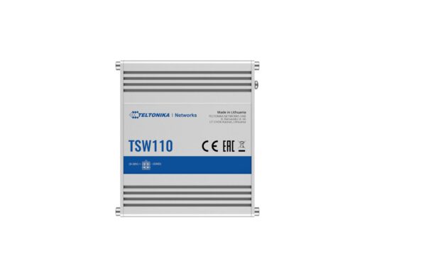 Teltonika TSW110 Industrie Switch 5x GE, 4Pin DC 9 - 30 VDC, DIN&Wand Montage