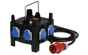 Spälti Gummi Steckerleiste 6xT25 1xCEE16/5, 6xT23 2m Kabel 5x2.5 mm2