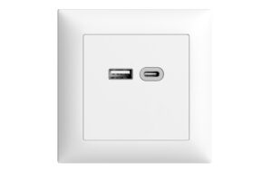 Feller EDIZIOdue UP USB-A+C Ladesteckdose 3A, 5-12V DC, 18W, weiss