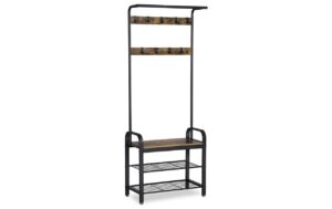 Vasagle Garderobe aus Holz und Metall 72 x 33,7 x 183 cm, Traglast 80 kg