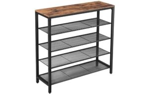 Vasagle Schuhgestell aus Holz und Eisen 100 x 30 x 92,5 cm,Traglast Ablage 10kg