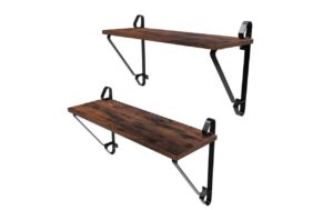 Vasagle Wandregal, 2er Set, Holz & Metall 60 x 20 x 32 cm, Traglast 15 kg pro Regal