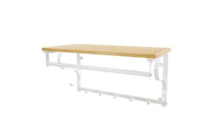 Vasagle Wandregal aus Holz und Metall,Weiss 60 x 30 x 31,7 cm, Traglast: Haken&Schiene