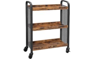 Vasagle Bartrolley aus Holz und Metall 66 x 26 x 85 cm, Traglast 10kg pro Boden
