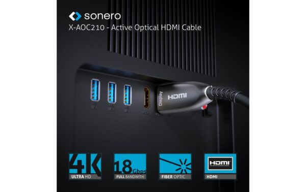 Sonero Premium Zert. Aktiv HDMI Kabel 30.00m, 4K UHD, HDR, 18Gbps