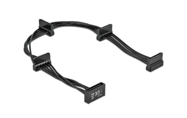 Delock SATA - 4x SATA Stromadapter, Schwarz 40cm, unterstützt 3,3, 5 und 12 Volt, GND