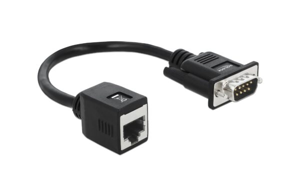 Delock: RS232/422/485 - LAN Buchse, schwarz 921,6 Kbps Datentransfer, DB-9 Stecker
