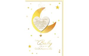 B+C Glückwunschkarte zur Geburt Mond 11.5 x17 cm, inkl. Couvert