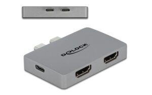 Delock Thunderbolt3 - 2xHDMI 4K60Hz Adapter 3840x2160, 4K60Hz, PD3.0, grau, für Macbook
