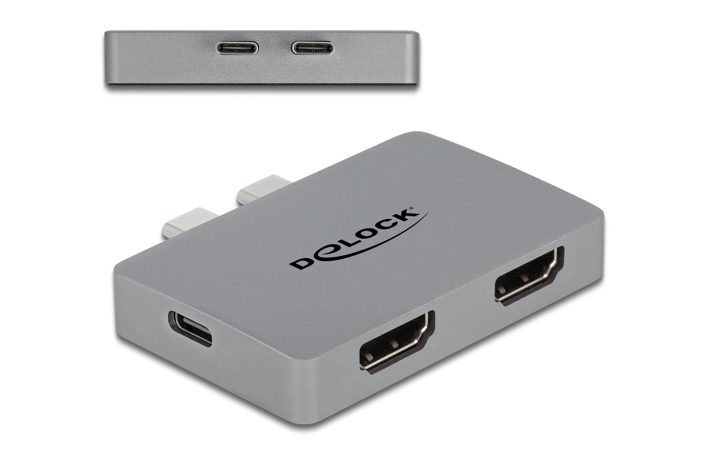 1180582 - Mediatech Delock Thunderbolt3 - 2xHDMI 4K60Hz Adapter 3840x2160,4K60Hz,PD3.0, grau, für Macbook