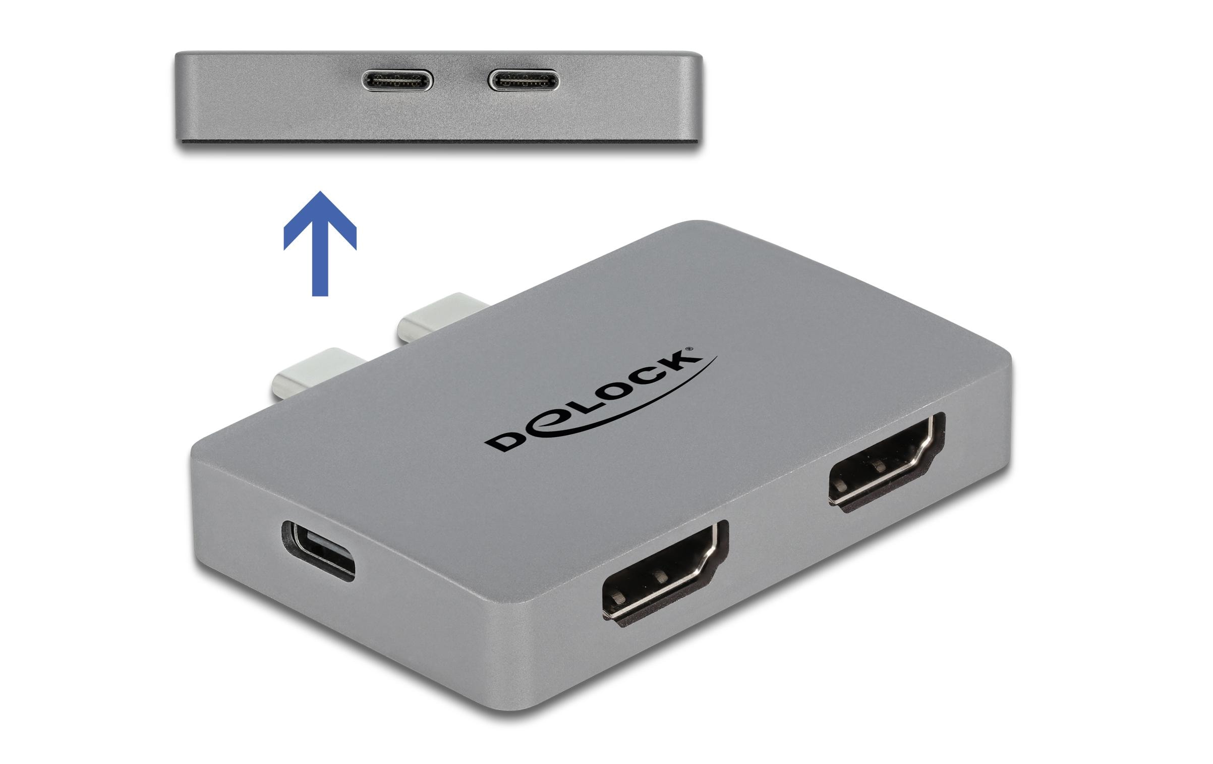 1180582_1 - Mediatech Delock Thunderbolt3 - 2xHDMI 4K60Hz Adapter 3840x2160,4K60Hz,PD3.0, grau, für Macbook