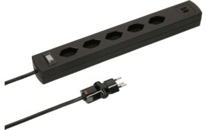 Max Hauri Steckerleiste SafetyLine ClipClap USB A,5xT13, schwarz, Kombi-Überstromschutz
