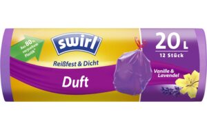 Swirl Müllbeutel Duft mit Zugband 20 L Lavendel-Vanille, 12 Stück