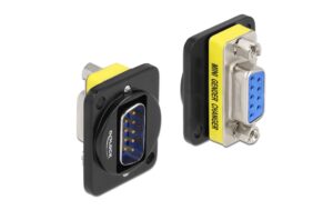 Delock Terminalblock DB9Stecker/DB9Buchse schwarz, D-Typ Modul, 1x extern, 1x intern