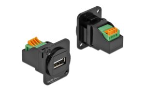 Delock D-Typ Modul: USB2.0 Typ-A Buchse-Terminalblock, schwarz