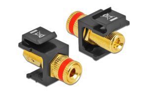 Delock Keystone Polklemme/Gewindebuchse rot, schwarz, Konnektoren mit Goldauflage kaufen Schweiz | Mediatech.ch