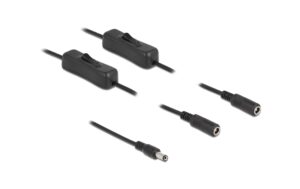 Delock DC 5.5x2.1mm Stecker zu 2x DC Buchse Mit Schalter,1m,Schwarz