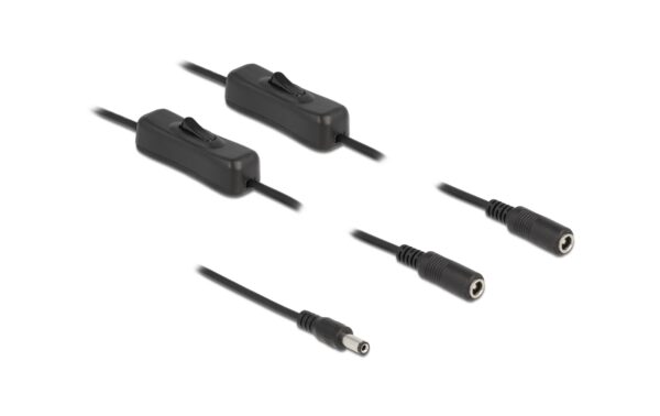 1198608 - Mediatech Delock DC 5.5x2.1mm Stecker zu 2x DC Buchse Mit Schalter,1m,Schwarz
