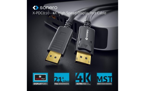 1200186_3 - Mediatech Sonero 4K Displayport Kabel 1.2v 1.00 m, Stecker <-> Stecker, 4K/60Hz