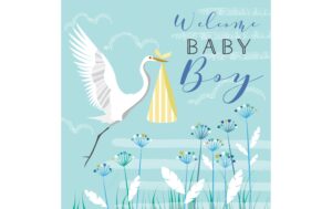 Cart Glückwunschkarte Welcome Baby Boy mit Couvert, Grösse: 16 x 16 cm, Geburt