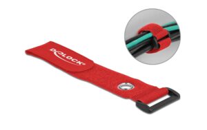 Delock Klett-Kabelbi.280x38mm,3 Stk,Rot Mit Schlaufe und Befestigungsöse